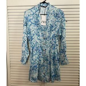 Zara Women Blue Geo Print top Size Small NWT